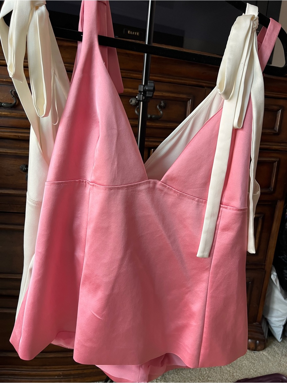 Zara satin pink camisole top with ties